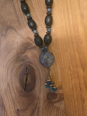 Handcrafted Blue and Brown Beaded Necklace
